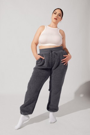 POPFLEX Blanket Pants in Faux Sherpa Grau | 14HZBWAJS