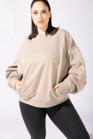 POPFLEX Brunch Pullover Warm Taupe | 21ELZSVQU