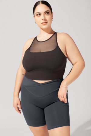 POPFLEX Celeste Mesh Crop Bralette Schwarz | 38TPUMIAB