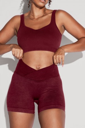 POPFLEX Crisscross Hourglass® Seamless Midi Shorts Garnet | 75GUIQWAF