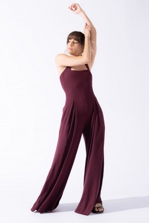 POPFLEX Go with the Flow Jumpsuit Vineyard Wine | 15VIGEUWT