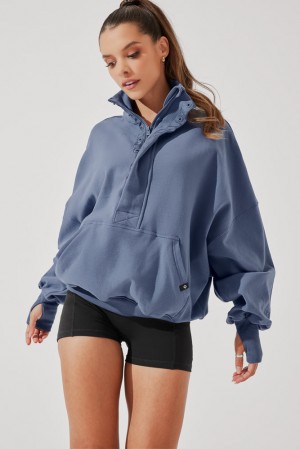 POPFLEX Ooey Gooey Half Zip Pullover Blau | 38GXZFQEL