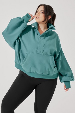 POPFLEX Ooey Gooey Half Zip Pullover Türkis | 75HEPJQWD