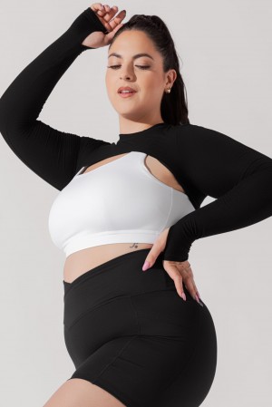 POPFLEX Relevé Gerippt Shrug Schwarz | 12NIGLHZD