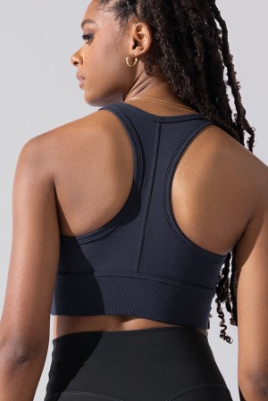 POPFLEX Sweat Sesh Crop Top Navy | 61OUZCPQS