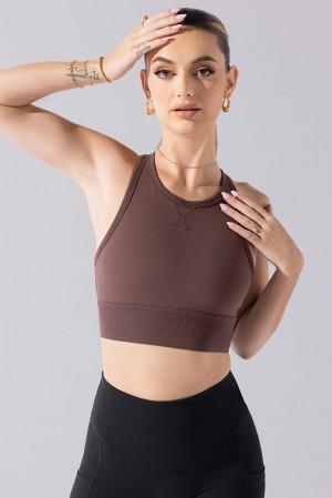 POPFLEX Sweat Sesh Crop Top Truffle | 71PBVQMKS