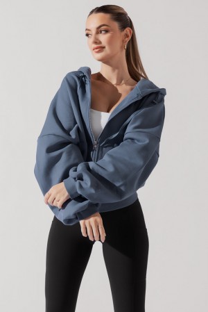 POPFLEX Zip Cloud Hoodie Blau | 85ZCGXPOW