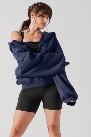 POPFLEX Zip Cloud Hoodie Navy | 18MXBYHNG