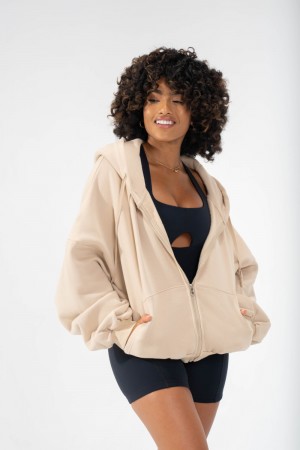 POPFLEX Zip Cloud Hoodie Sand | 23PSNCRHV