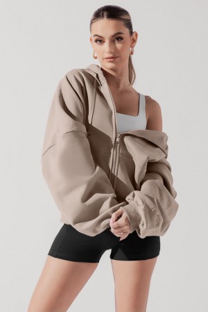 POPFLEX Zip Cloud Hoodie Taupe | 84COLYKPR