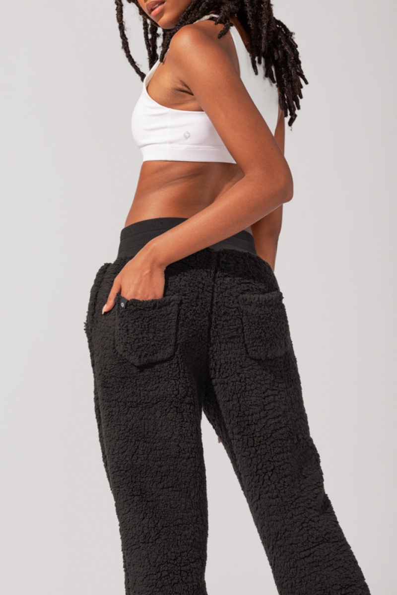 POPFLEX Blanket Pants in Faux Sherpa Schwarz | 50XMNDGHP