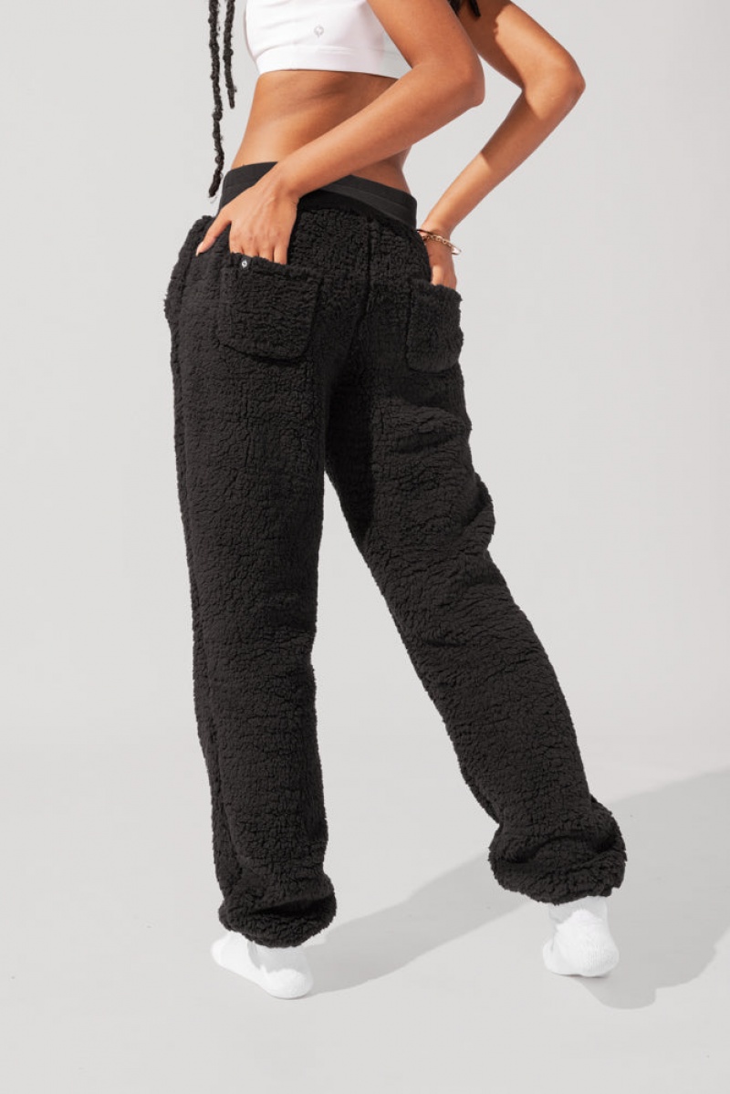 POPFLEX Blanket Pants in Faux Sherpa Schwarz | 50XMNDGHP