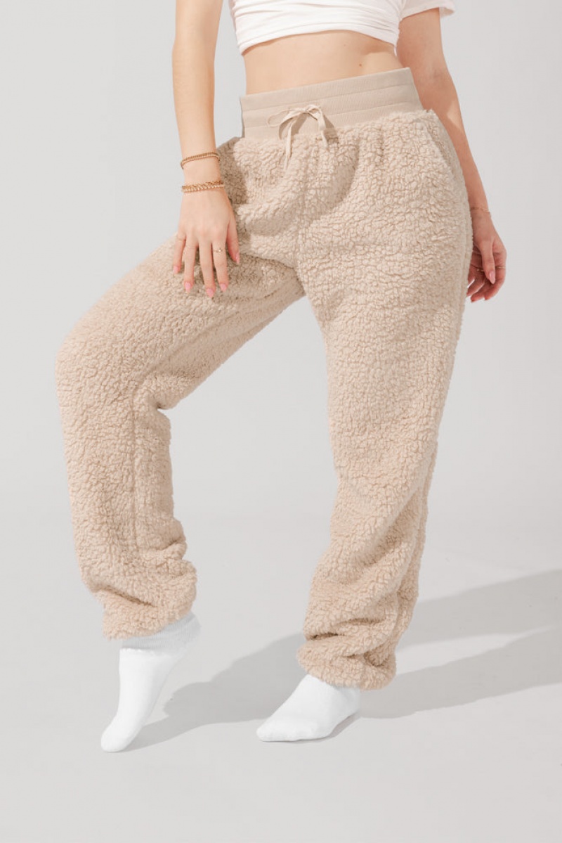 POPFLEX Blanket Pants in Faux Sherpa Taupe | 12RSLJDFE