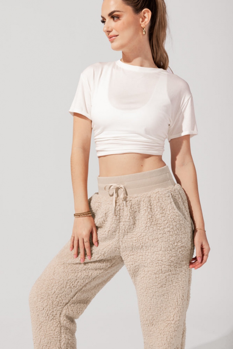 POPFLEX Blanket Pants in Faux Sherpa Taupe | 12RSLJDFE