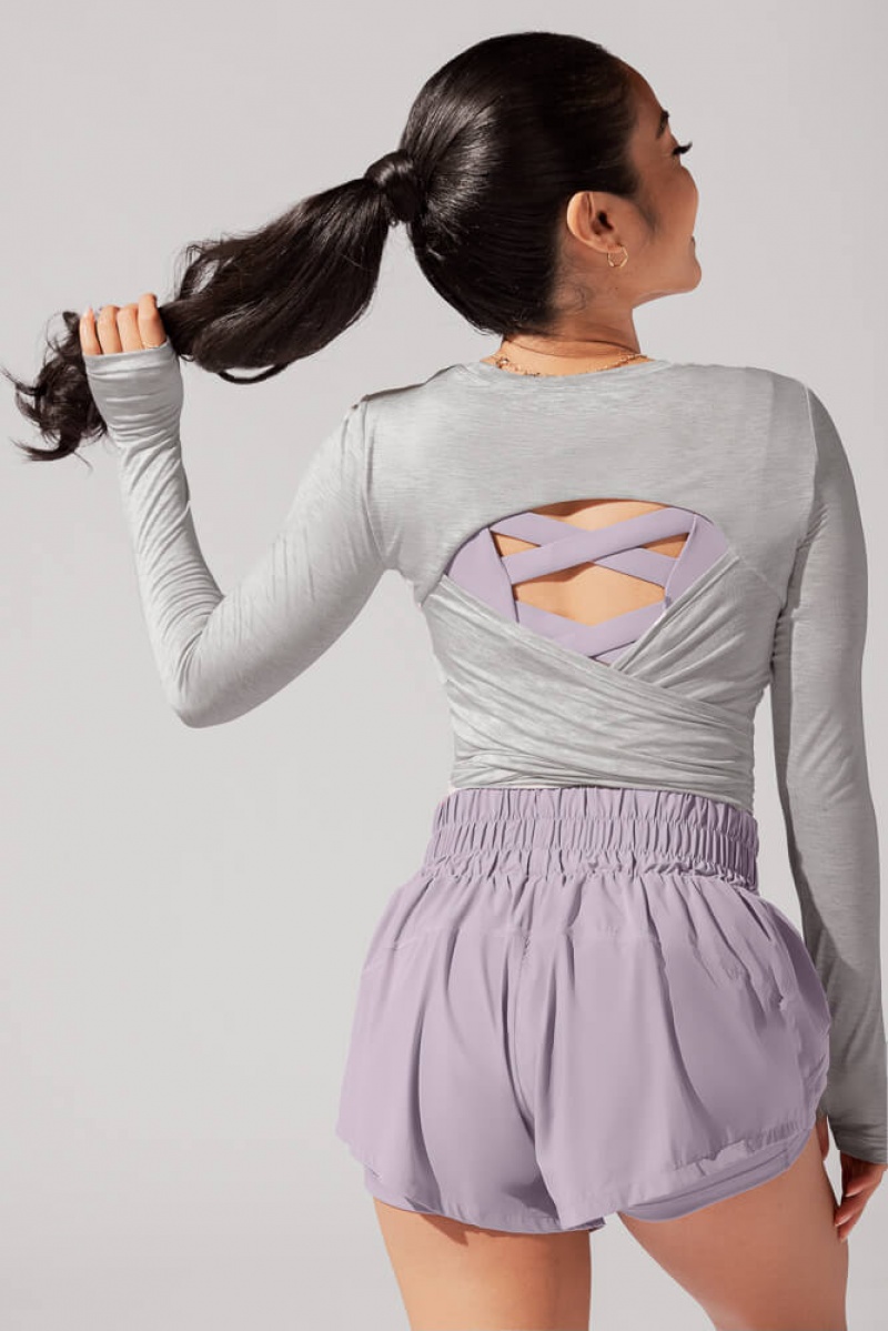 POPFLEX Bow Back Long Sleeve Grau | 34BJSGNPL