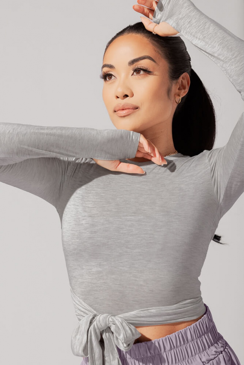 POPFLEX Bow Back Long Sleeve Grau | 34BJSGNPL