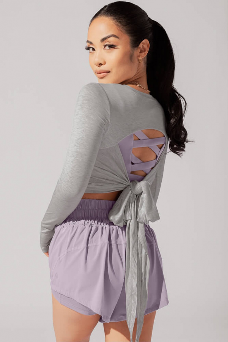 POPFLEX Bow Back Long Sleeve Grau | 34BJSGNPL