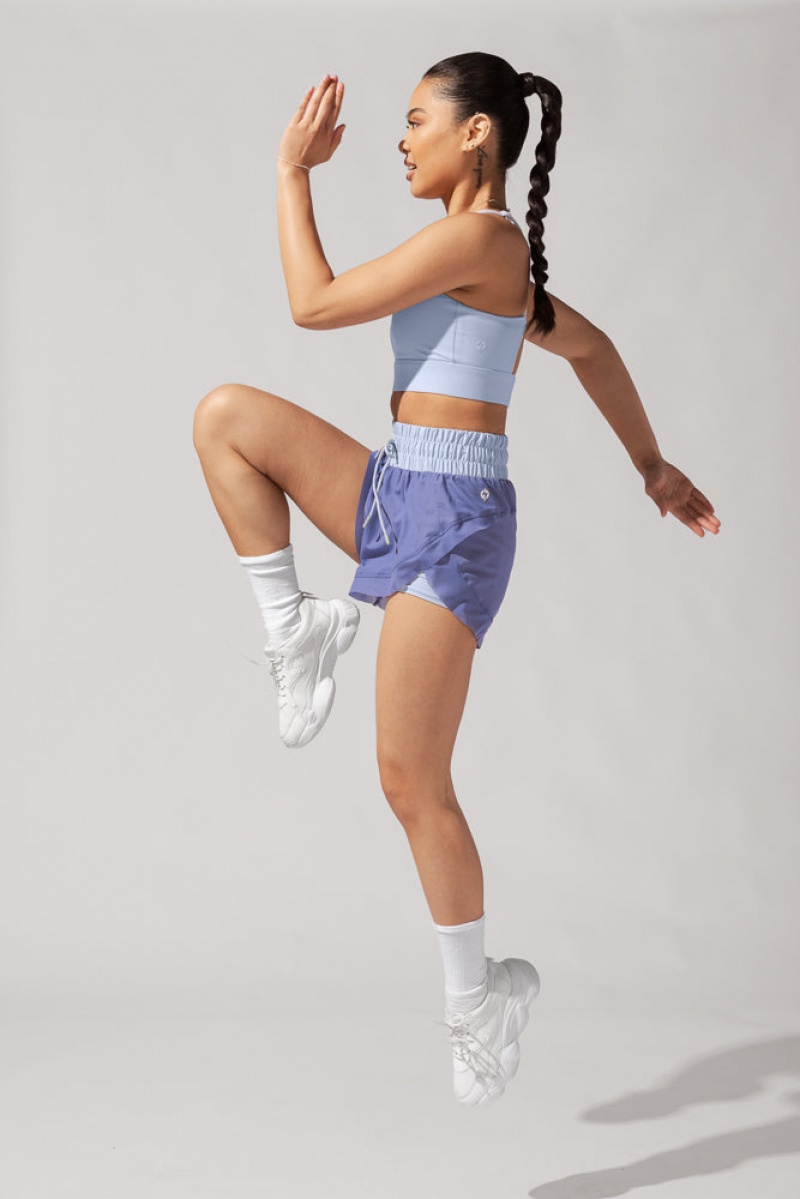 POPFLEX Cadence High Taille Mesh Run Kurzes with Pockets Periwinkle | 50RUEMQHI