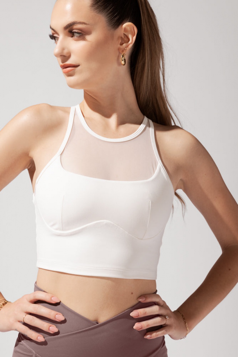 POPFLEX Celeste Mesh Crop Bralette Weiß | 13LGPHOZN