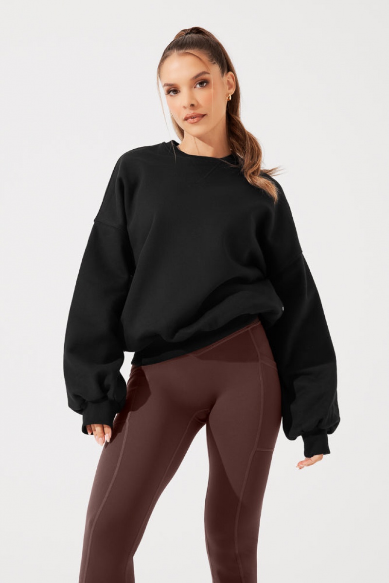 POPFLEX Cloud Crewneck Pullover Schwarz | 62VSZJQEX