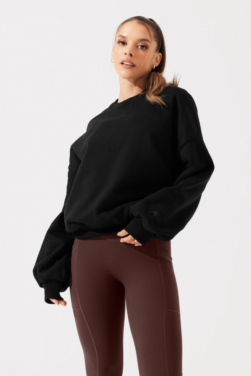 POPFLEX Cloud Crewneck Pullover Schwarz | 62VSZJQEX