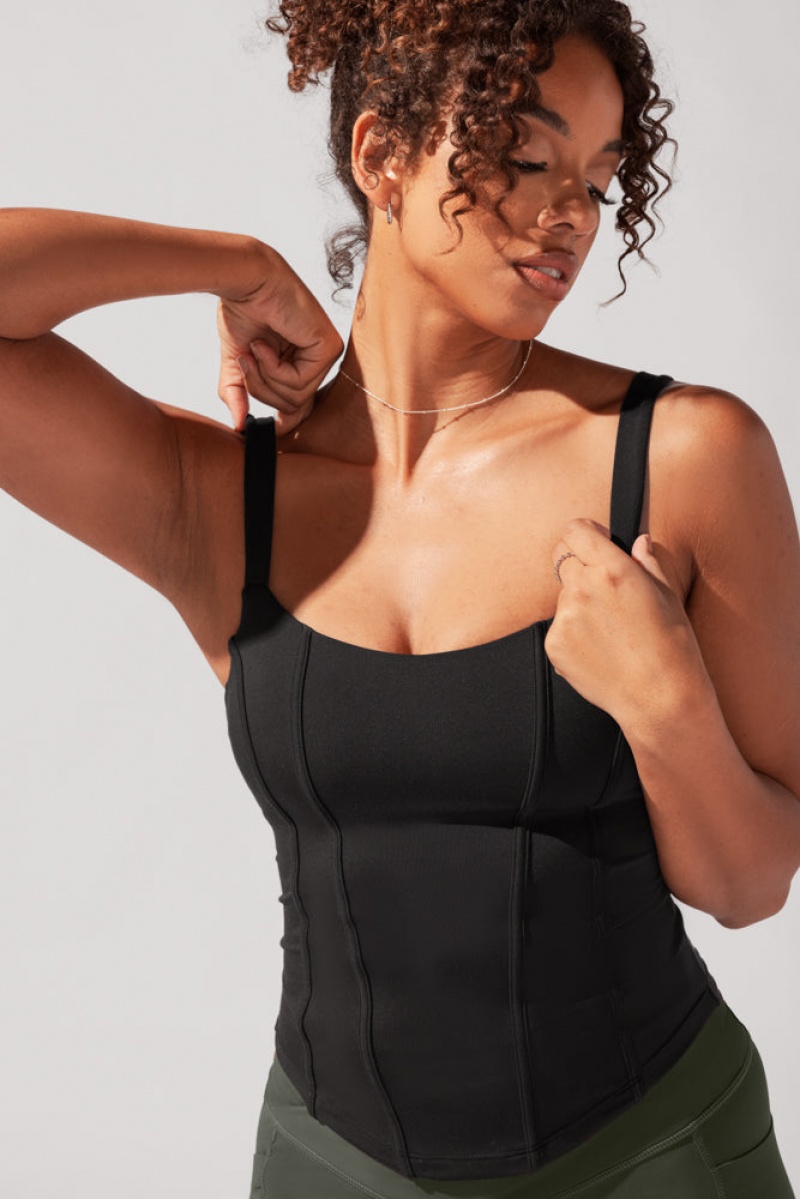 POPFLEX Corset Cami Schwarz | 57XFWBDJI