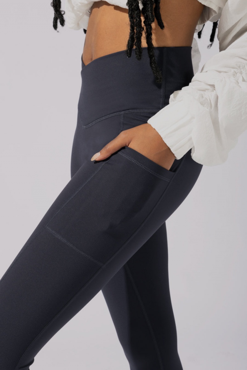 POPFLEX Crisscross Hourglass® Leggings with Pockets (Soft Touch) Navy | 81ONPARSU