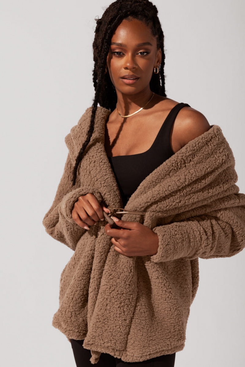 POPFLEX Faux Sherpa Cocoon Coat Braun | 63ORNYMKS