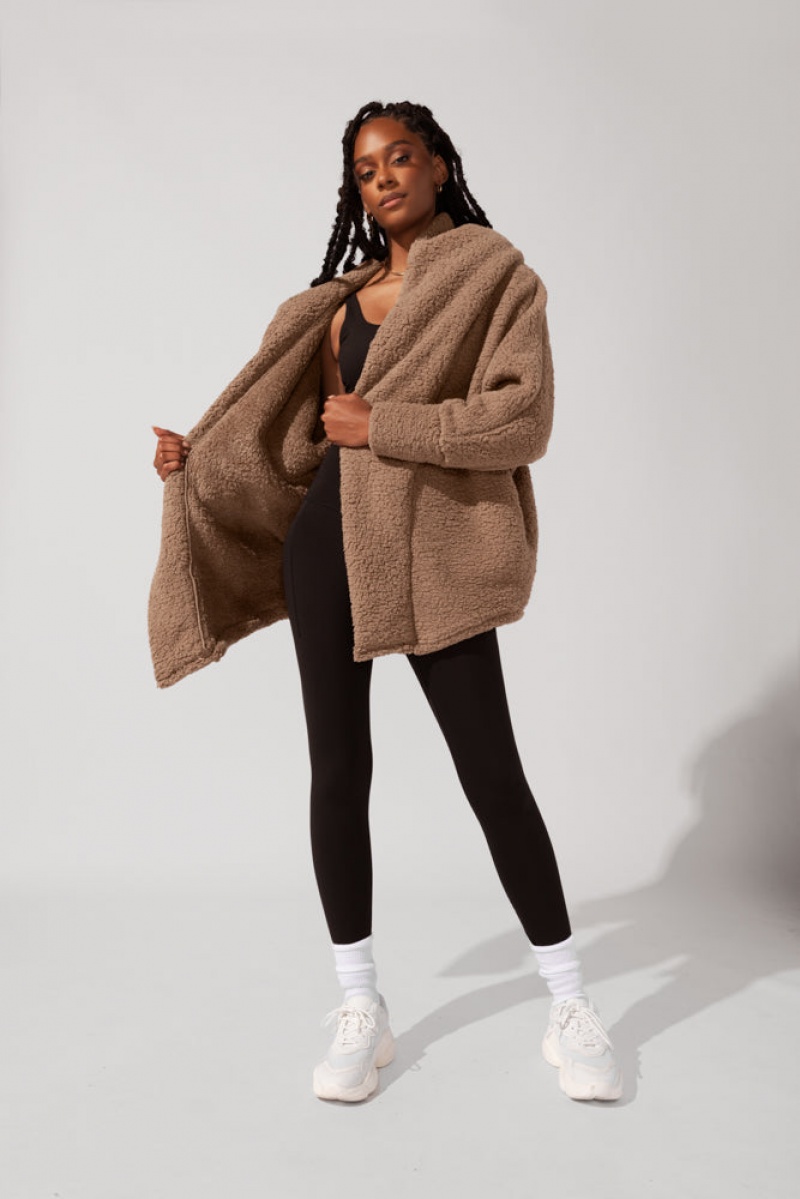 POPFLEX Faux Sherpa Cocoon Coat Braun | 63ORNYMKS