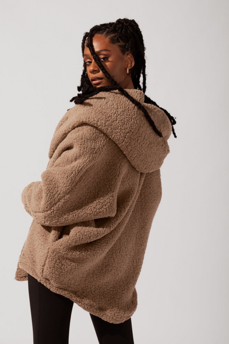 POPFLEX Faux Sherpa Cocoon Coat Braun | 63ORNYMKS