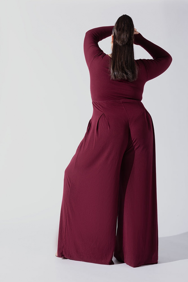 POPFLEX Go With The Flow Long Sleeve Jumpsuit Garnet | 68MGYCSRX