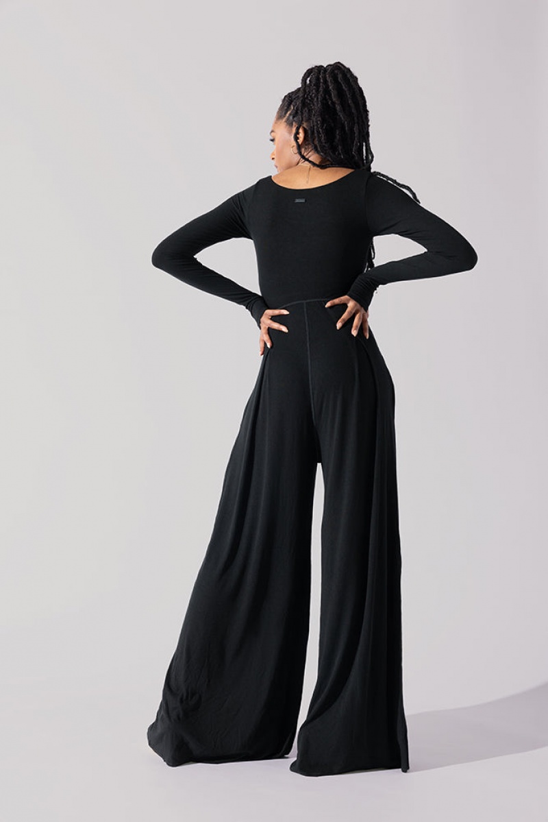 POPFLEX Go With The Flow Long Sleeve Jumpsuit Schwarz | 34HBUXWMJ