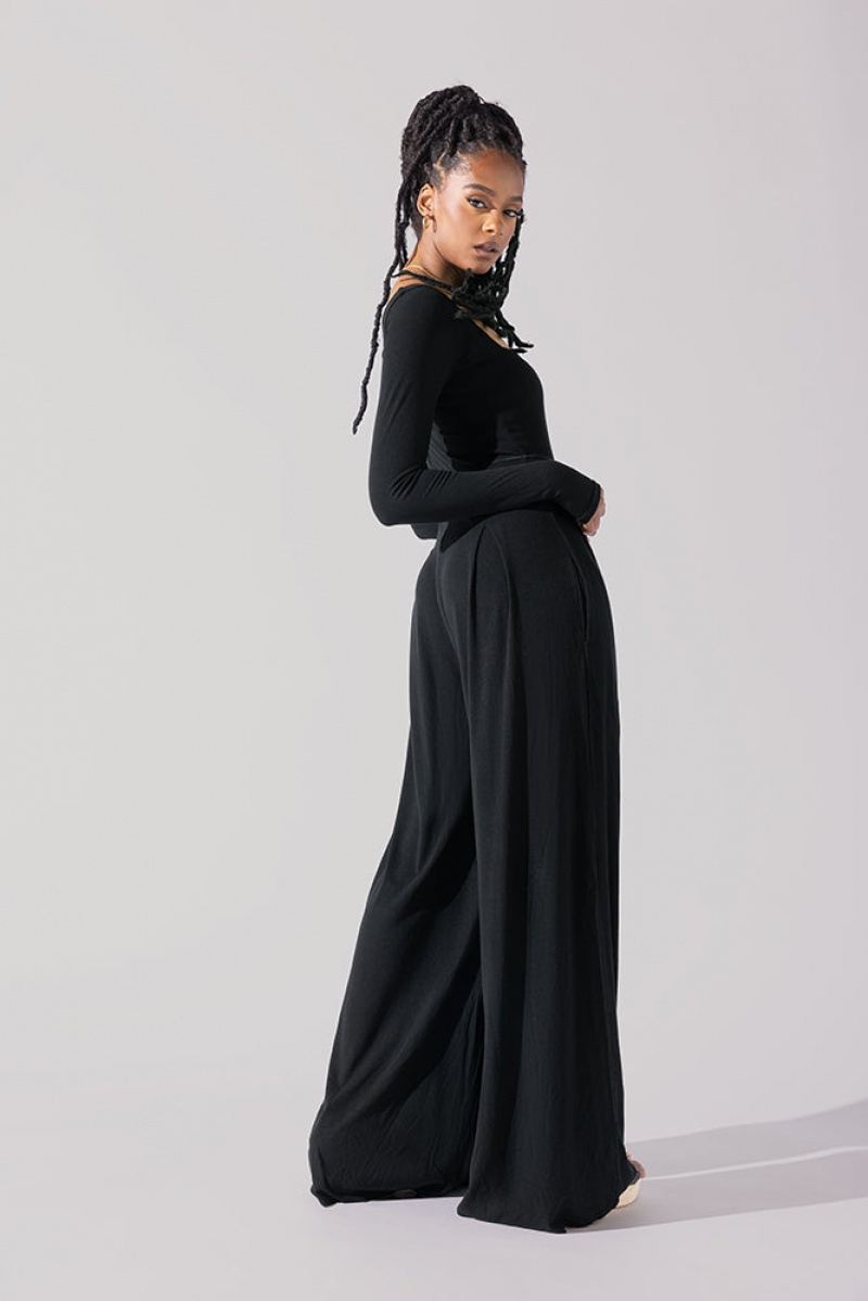 POPFLEX Go With The Flow Long Sleeve Jumpsuit Schwarz | 34HBUXWMJ