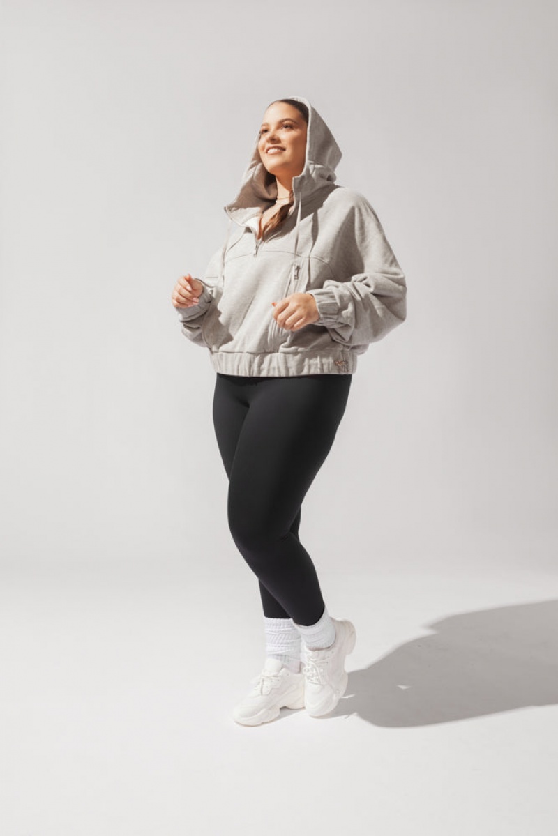 POPFLEX Half Zip Warm Up Hoodie Grau | 97ZMBFJNY