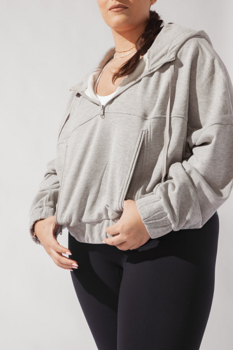 POPFLEX Half Zip Warm Up Hoodie Grau | 97ZMBFJNY