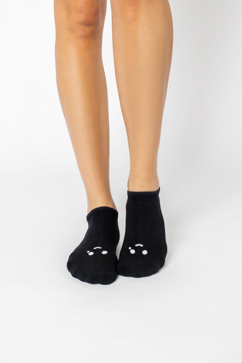 POPFLEX Happy Cry Face Low Rise Socks Schwarz | 80WERLVZN