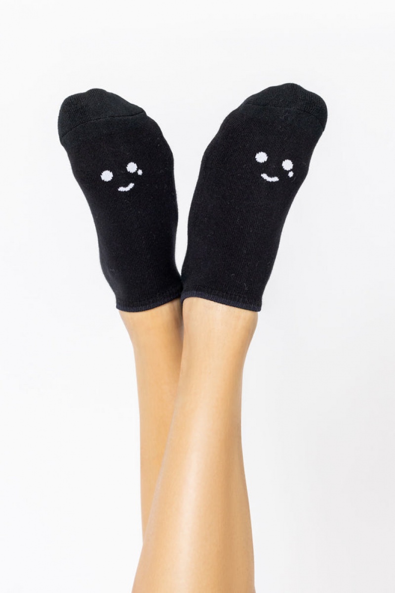 POPFLEX Happy Cry Face Low Rise Socks Schwarz | 80WERLVZN