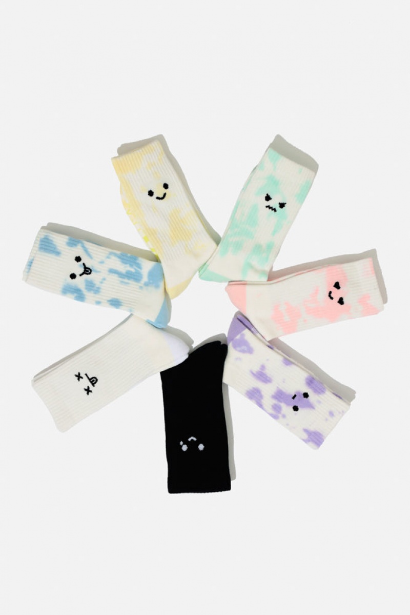 POPFLEX Happy Cry Face Mid-Calf Gym Socks Schwarz | 85LXJMOWQ