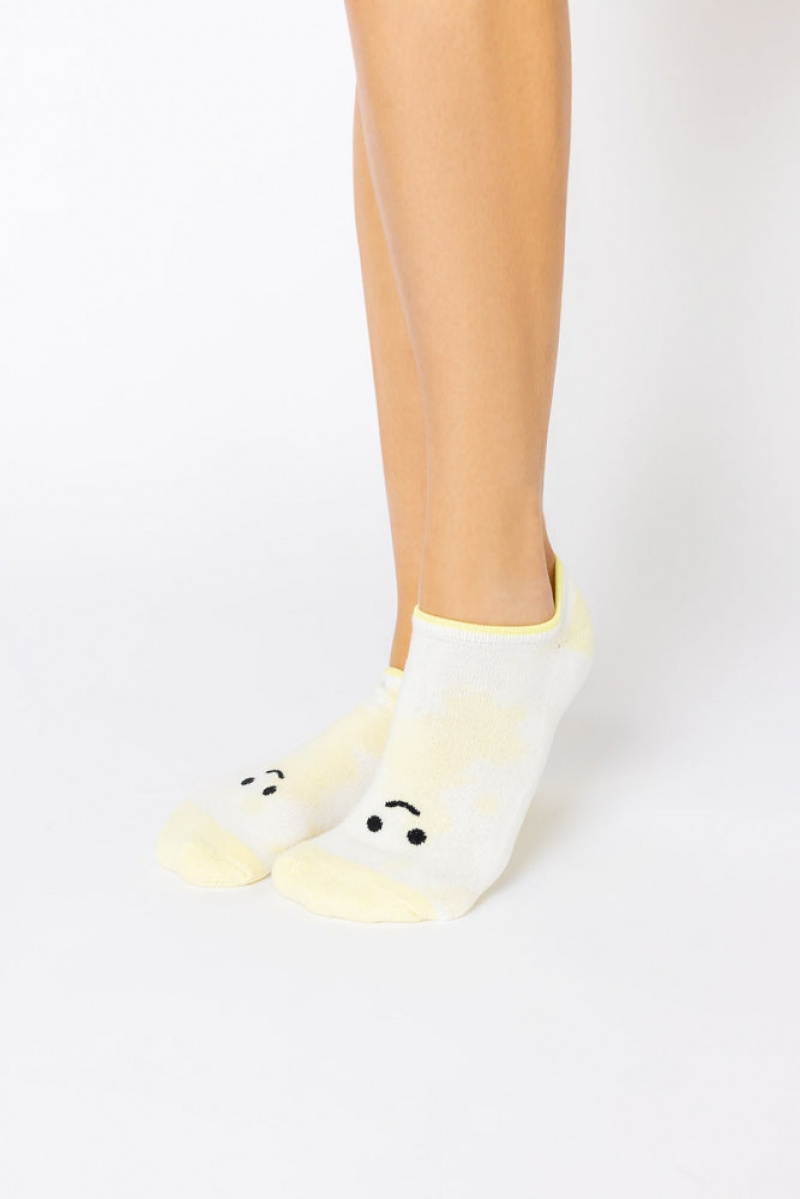 POPFLEX Happy Face Low Rise Socks Gelb | 13CTFGXQO