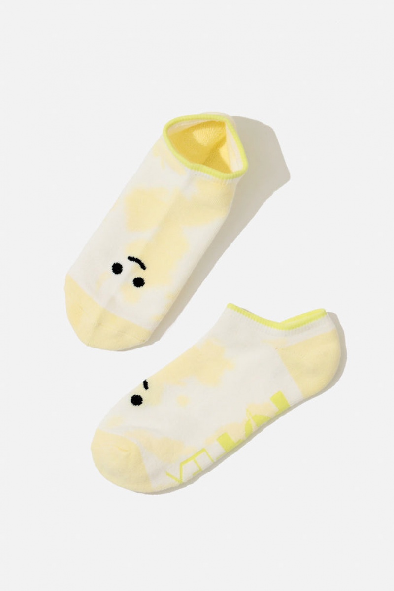 POPFLEX Happy Face Low Rise Socks Gelb | 13CTFGXQO