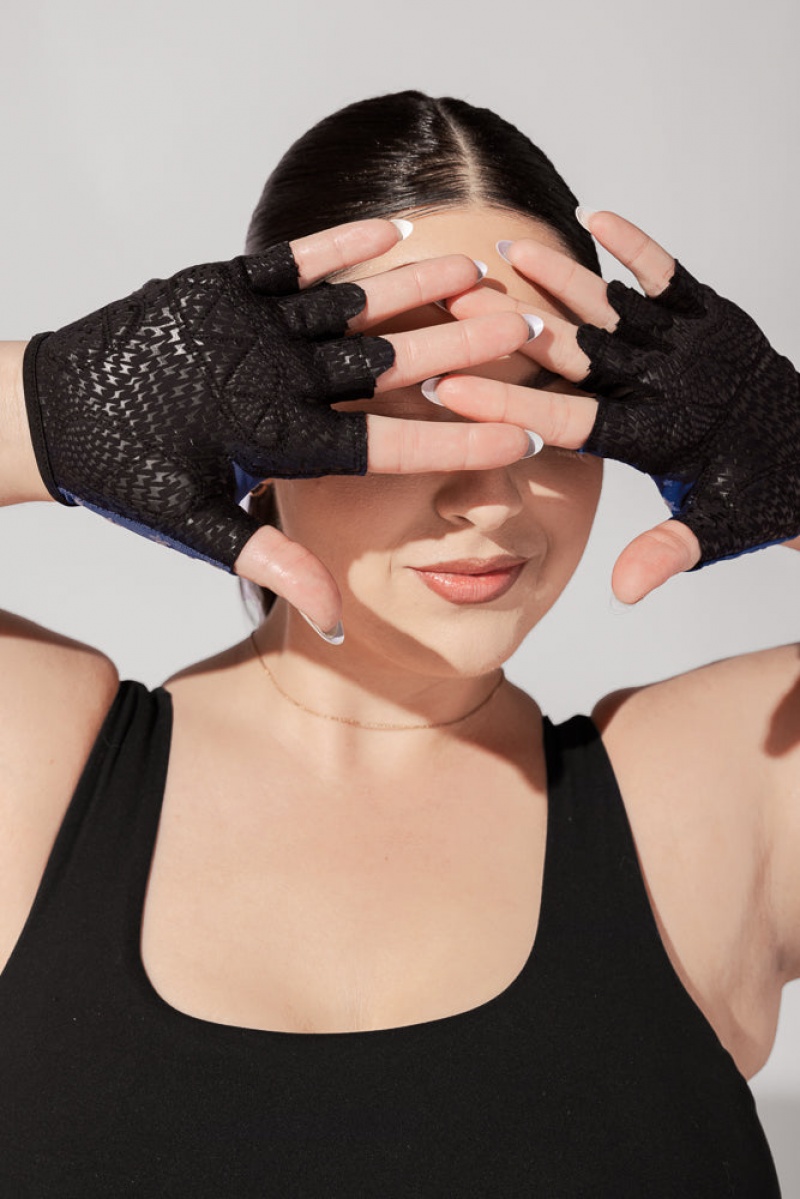 POPFLEX Luxe Mesh Sport Gloves Navy | 96YGMOJHQ