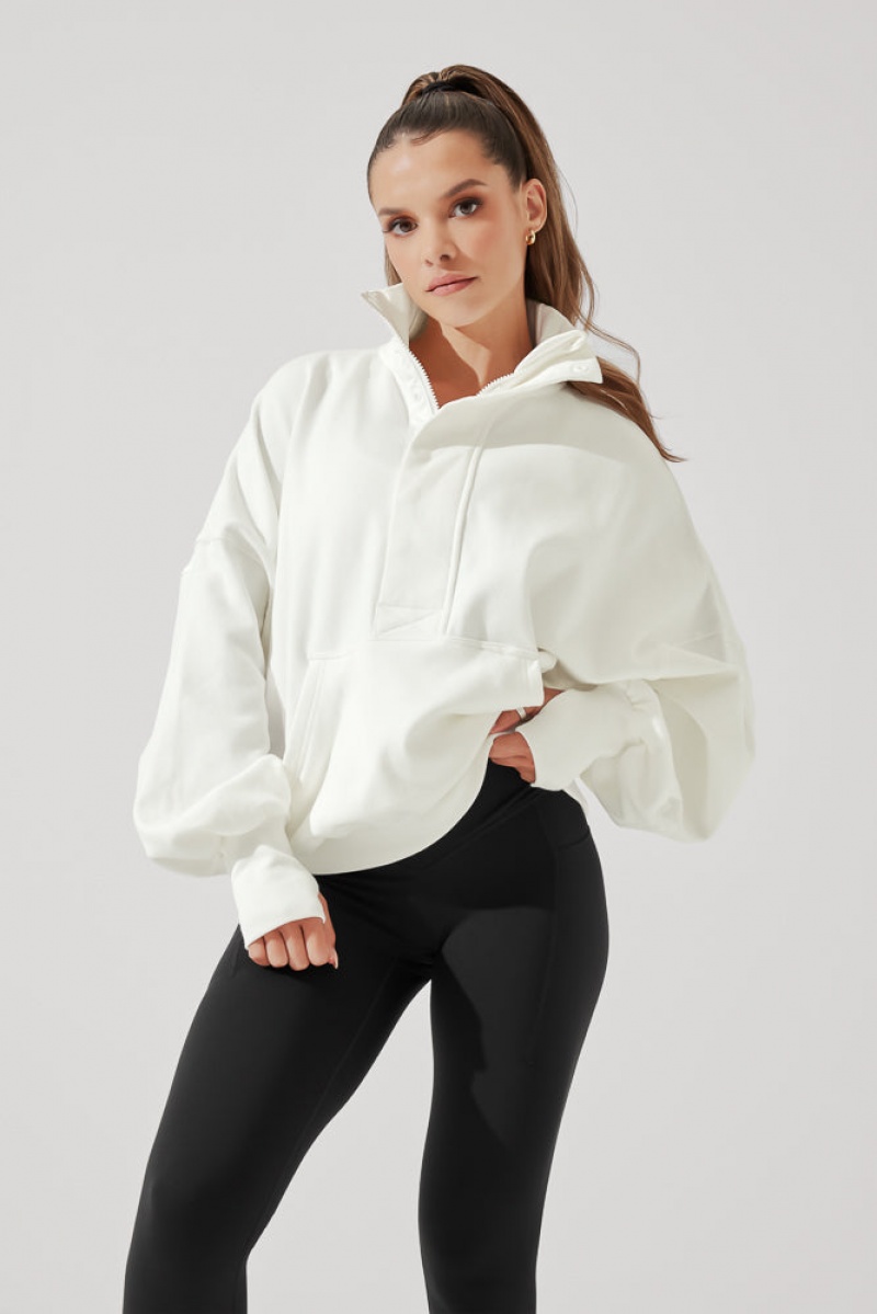 POPFLEX Ooey Gooey Half Zip Pullover Almond Milk | 03ETGKLPI