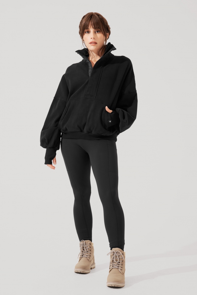 POPFLEX Ooey Gooey Half Zip Pullover Schwarz | 63DKRNSHO