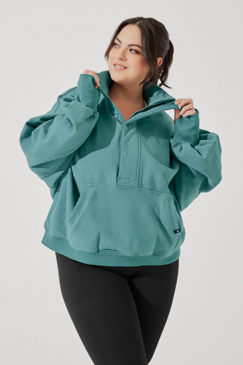 POPFLEX Ooey Gooey Half Zip Pullover Türkis | 75HEPJQWD