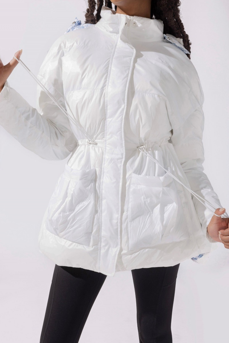 POPFLEX Pearl Peplum Puffer Jacket Weiß | 53GDONTUJ