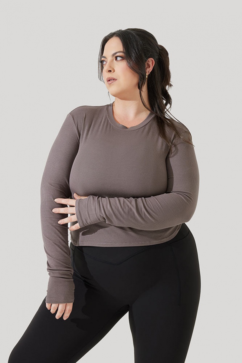 POPFLEX Refine Long Sleeve Top Woodland Taupe | 98TBJRLOA