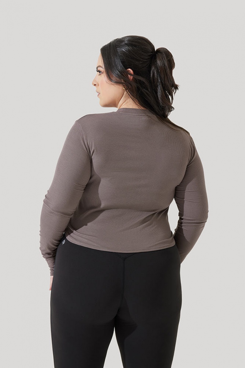 POPFLEX Refine Long Sleeve Top Woodland Taupe | 98TBJRLOA