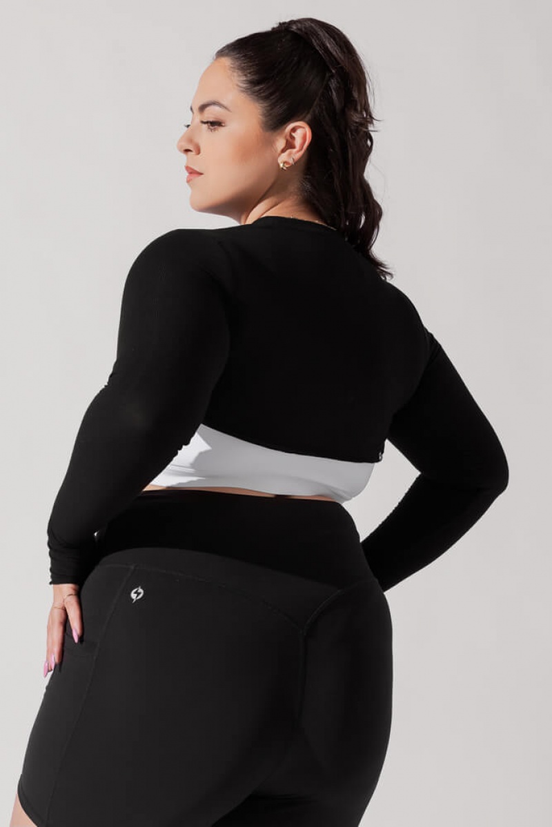 POPFLEX Relevé Gerippt Shrug Schwarz | 12NIGLHZD