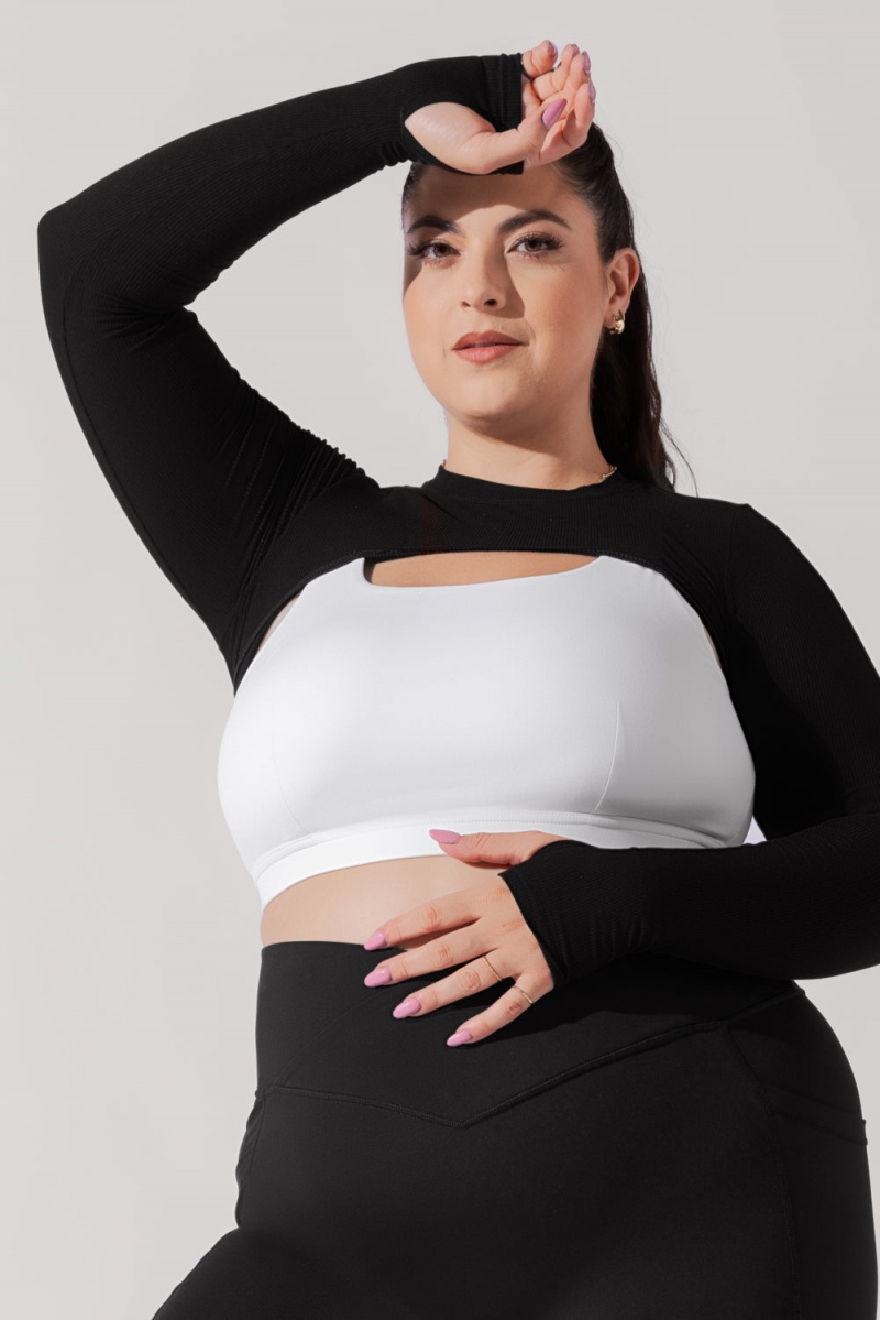 POPFLEX Relevé Gerippt Shrug Schwarz | 12NIGLHZD