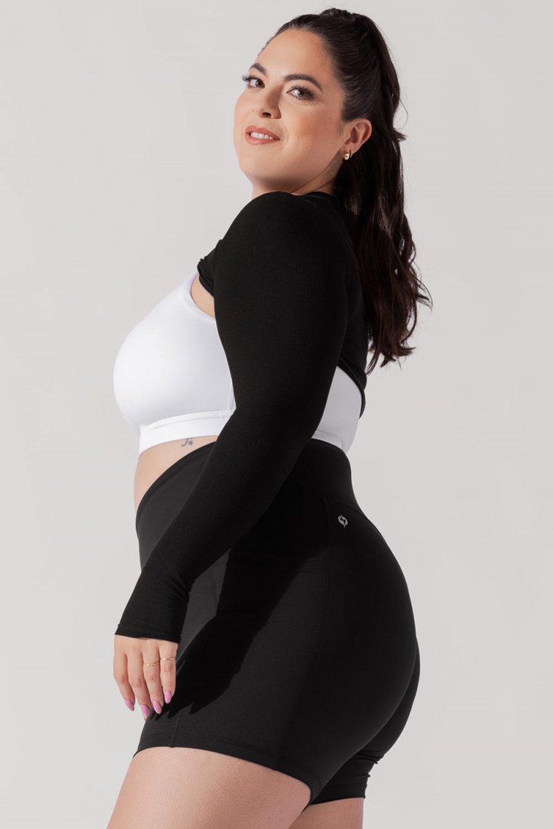 POPFLEX Relevé Gerippt Shrug Schwarz | 12NIGLHZD